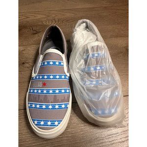 Inkkas Unisex CHICAGO Flag & Skyline Slip-On Shoes Blue Women’s 10, Men’s Size 8